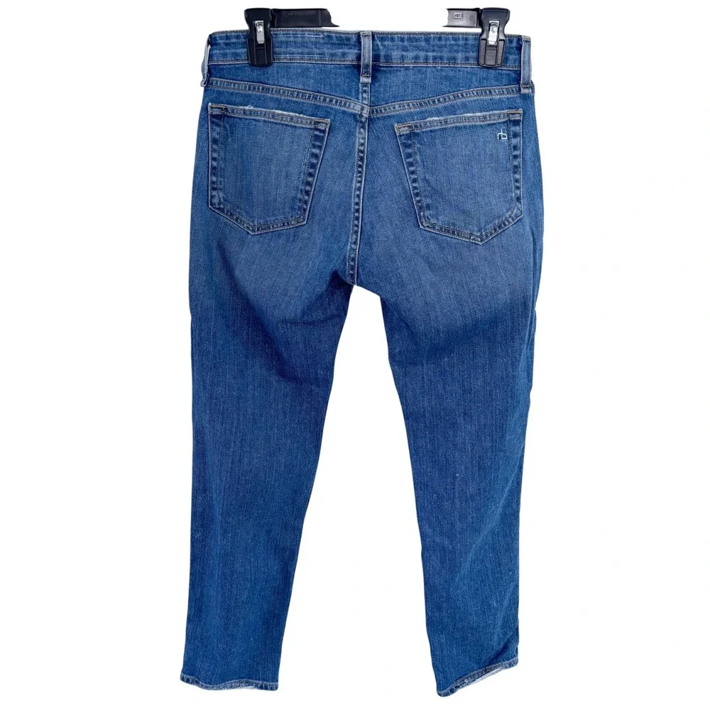 rag & bone Dre Slim Boyfriend Jeans Medium Wash Indigo Size 24 Low Rise Stretch